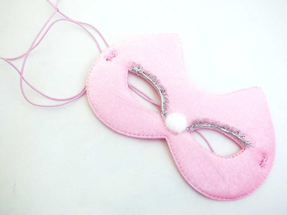 Velvet Pink Pussy Cat Mask