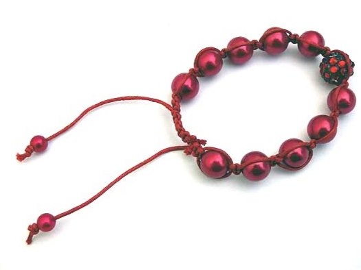 Glossy Deep Red Shamballa Bracelet