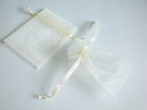 Small White Organza Drawstring Bag