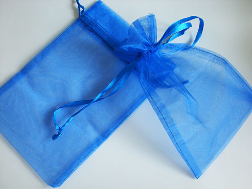 Large Royal Blue Organza Drawstring Bag