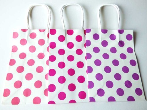 Spotty Recyclable Carrier Bag - pink / rose / purple