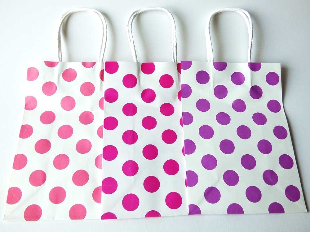 Spotty Recyclable Carrier Bag - pink / rose / purple