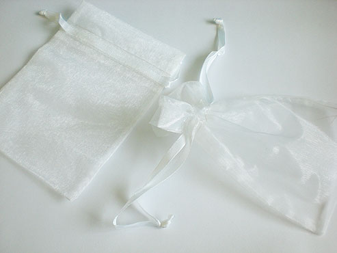 Medium Ivory Organza Drawstring Bag