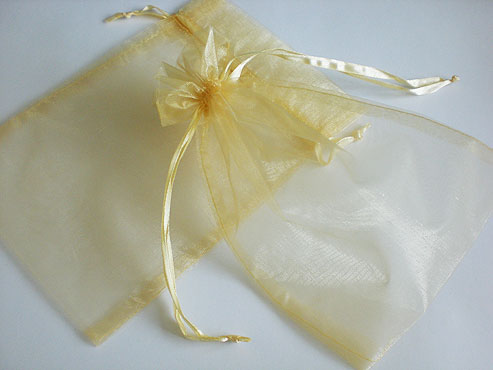 Large Gold Organza Drawstring Bag