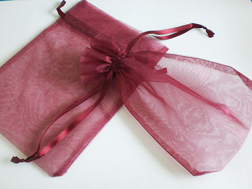 Large Burgundy Organza Drawstring Bag