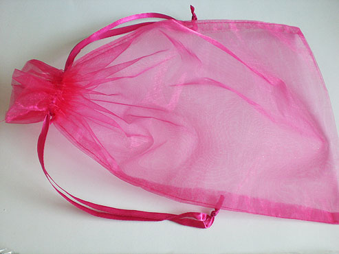 Giant Fuchsia Organza Drawstring Bag