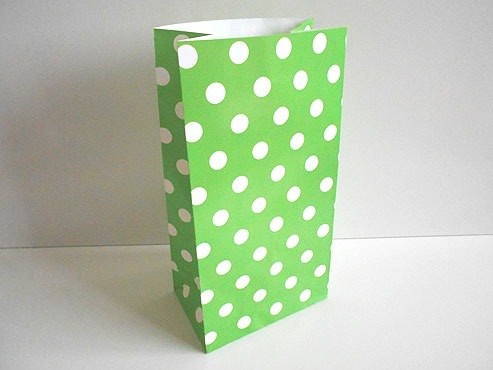 Green Polka Dot Paper Bag (25x13x8)
