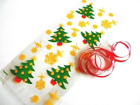 Golden Christmas Tree Cellophane Bag