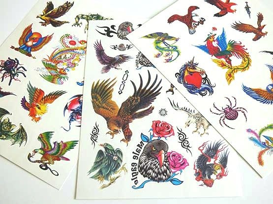 Large Coloured Tattoo Sheet - Eagles