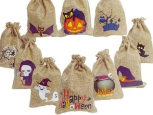 Halloween Jute Drawstring Bag