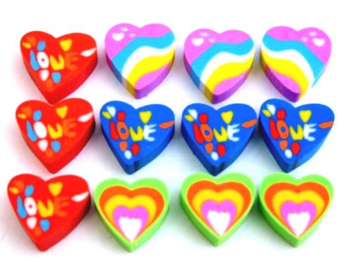 Mini Heart Erasers