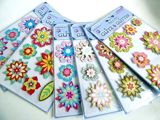 3D Glitz & Glitter Handmade Flower Stickers