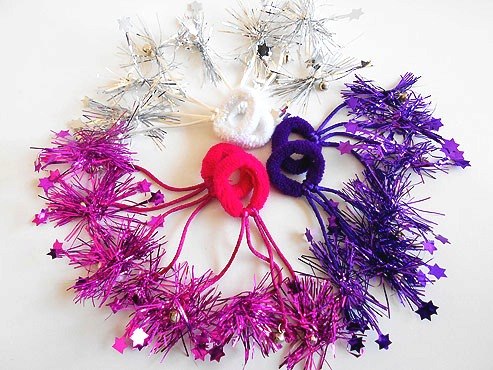 Pair Jingle Tinsel Hair Elastics