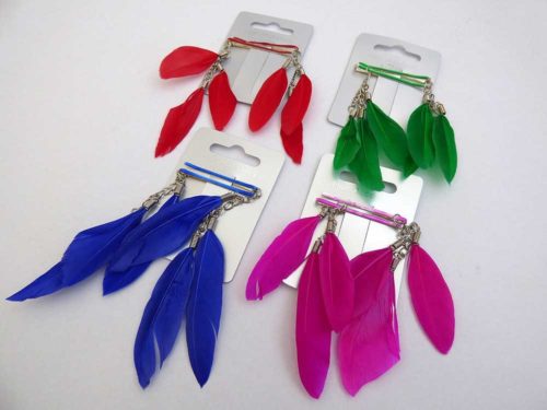 Pair of Bright Feather Hair Grips