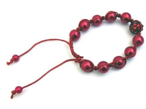 Glossy Deep Red Shamballa Bracelet