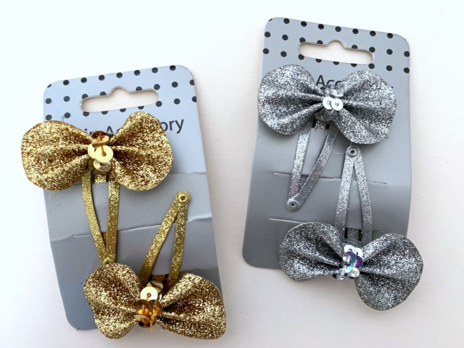 Pair Glitter Bow Hair Clips