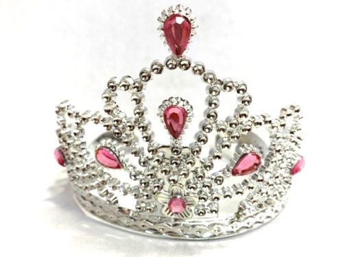 Silver Tiara with Pink Gem Stones