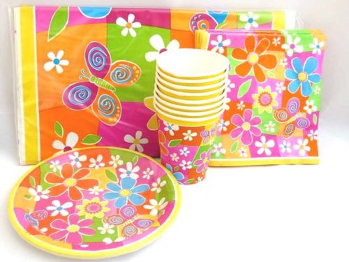 Flower Power Table Setting Party Pack for 8 people