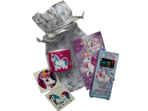 Unicorn Filled Silver Organza Bag