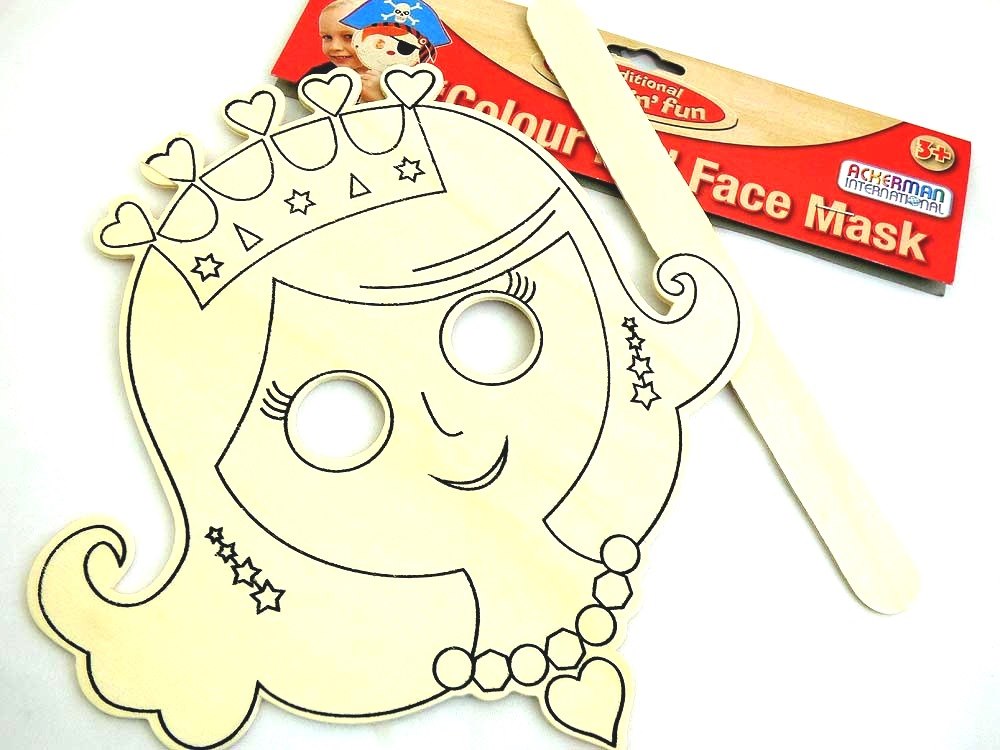 Wooden Colour-In Face Mask - Princess
