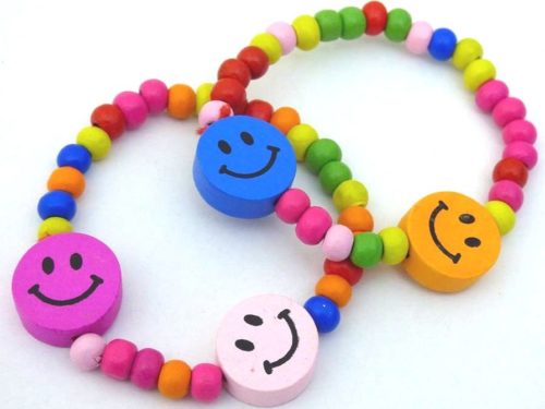 Smiley Wooden Bead Bracelet