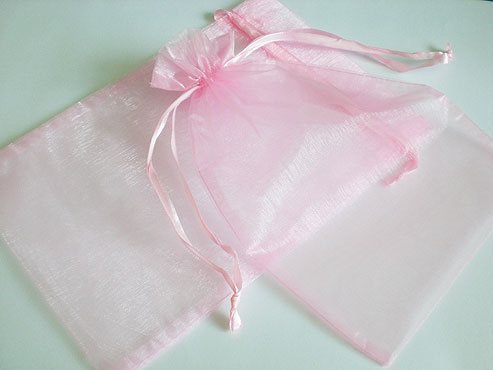 Large Pink Organza Drawstring Bag