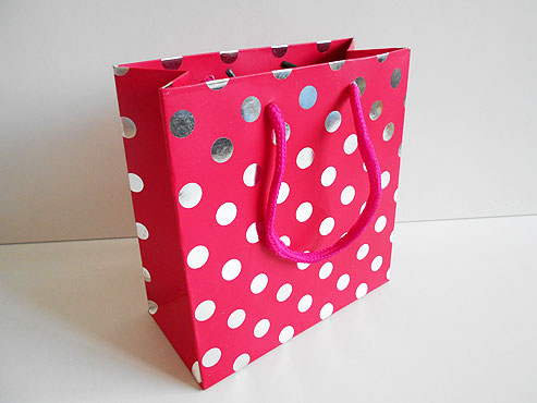 Pink and Silver Polka Dot Gift Bag