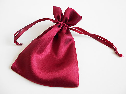 Large Burgundy Satin Drawstring Pouch