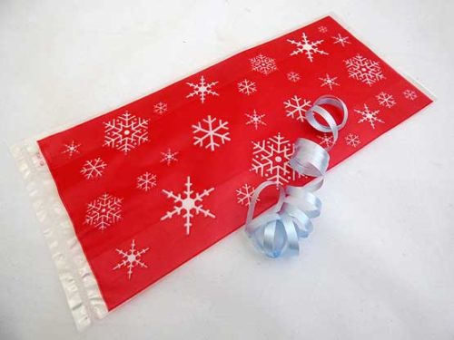 Red Snowflake Cellophane Bag