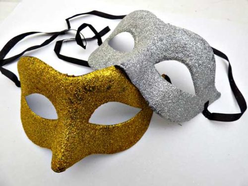 Gold or Silver Glitter Masquerade Mask